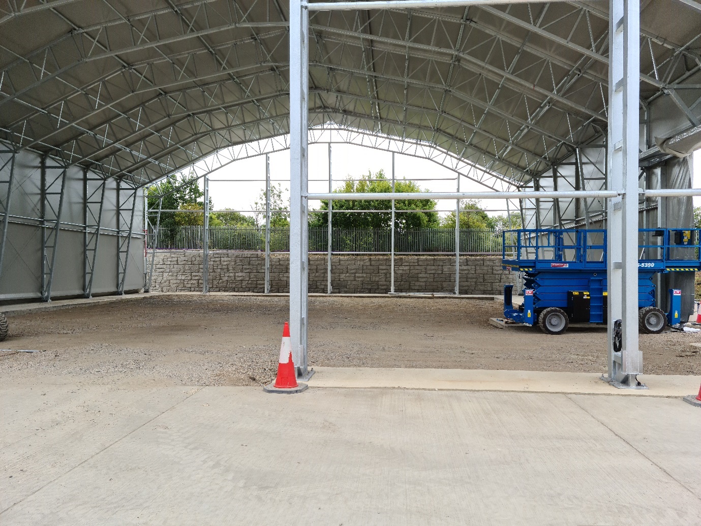 Construction of new salt storage facilities. retaining walls and plant bases